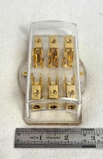 3 X 3  (3 Way) 8 AWG Gold Plated AGU Up To 60A Fuse Holder Distribution Block