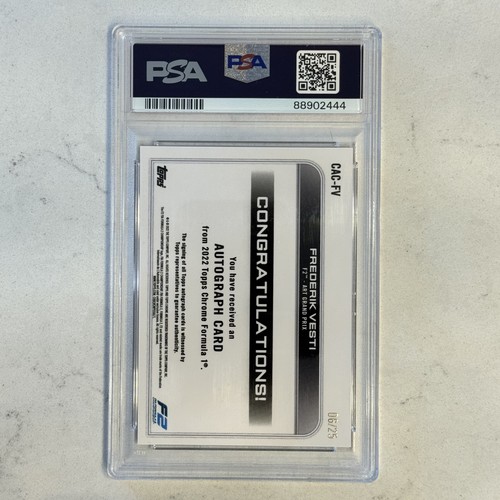 2022 Topps Chrome Formula 1 F1 Frederik Vesti Orange Refractor Auto /25 PSA 9 - Picture 2 of 2