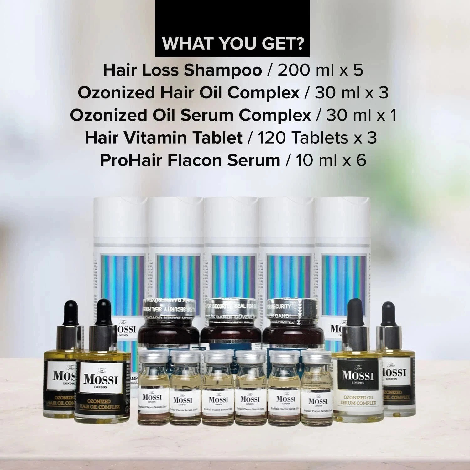 The Mossi London 6 Months Flacon Plus Hair Set - Mossi Anti Hair Loss FULL Kit