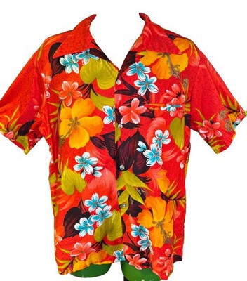 Hawaiihemd rot und orange Aloha Made in Hawaii Herren Large