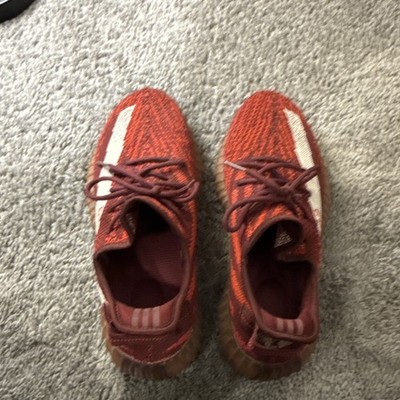adidas Yeezy Boost 350 V2 Men s Low Top Lace-Up Sneakers Red Brown White