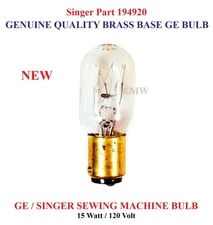 Singer Sewing Machine GE BRASS-Based  LIGHT BULB 15 Watt 120 Volt Part 194920