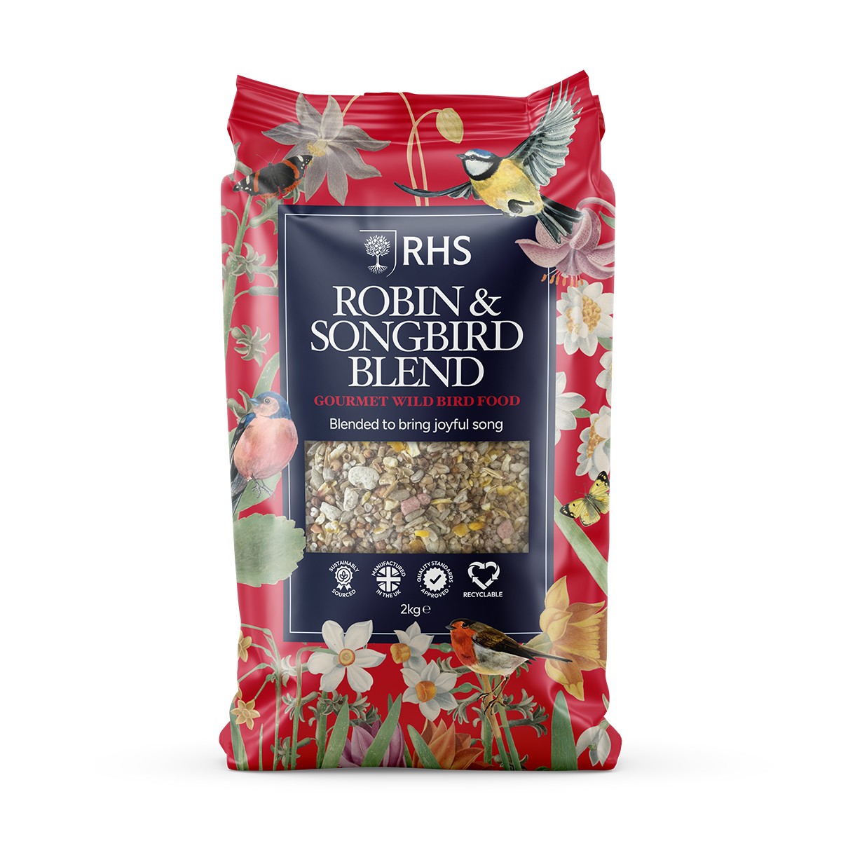 RHS Gourmet Wild Bird Robin & Songbird Bird Food - 2kg