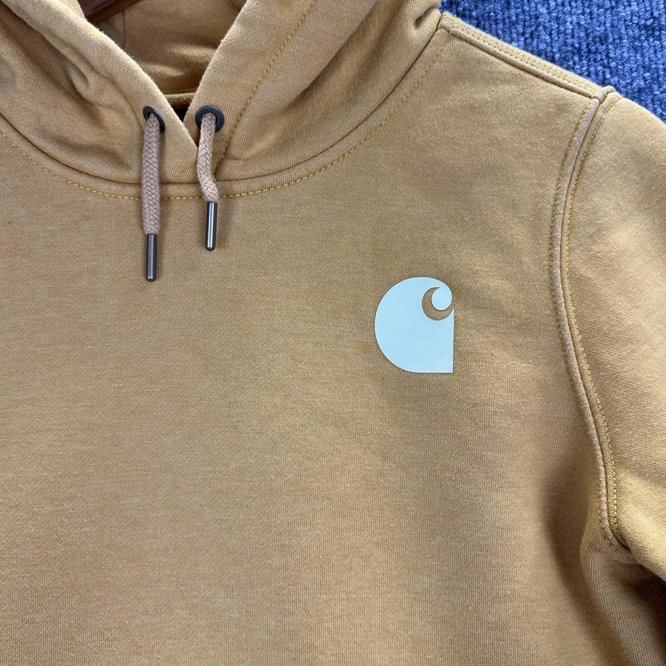 Sudadera con Capucha Carhartt Para Mujer XS Amarilla Calce Relajado Logo Manga Pullover TS0288-W Foto 2 de 4