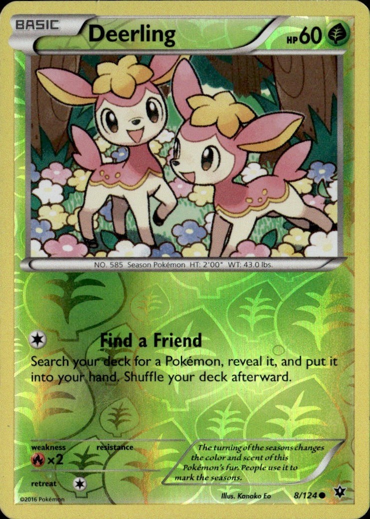 Deerling Reverse Holo Common FCO XY - Fates Collide 8/124 LP-NM