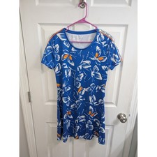 Adidas x FARM Rio Butterfly Print T-Shirt Dress Womens Blue - Size M