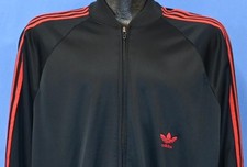 vintage 80s ADIDAS ATP KEYROLAN TREFOIL BLACK RED THREE STRIPE TRACK JACKET XL