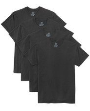 Hanes K1310 Men's Black 4-Pack Platinum Cotton Stretch T-Shirts Size M