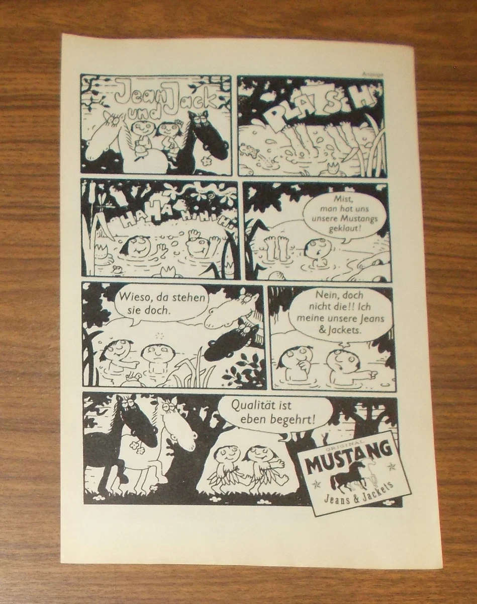 Seltene Werbung MUSTANG Jeans & Jackes -Jean und Jack Comic 1982