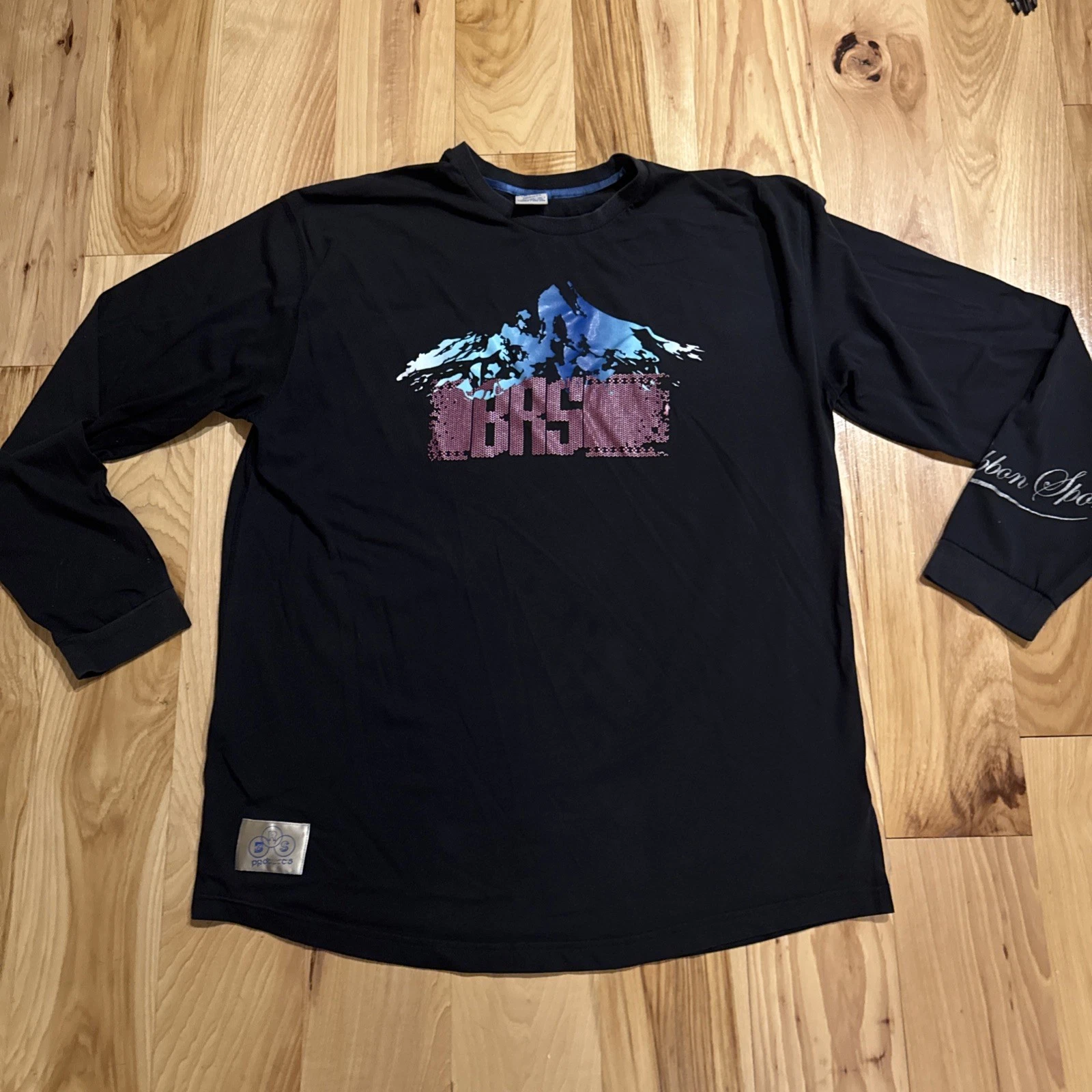 Nike Blue Ribbon Sports BRS Retro L/S Black T Shirt Mens Size XXL Vintage Y2K