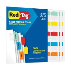 Redi-Tag Laser Printable Tabs, Permanent Index Tabs, Customizable Adhesive La...