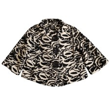 M&S Coat Womens 14 Black White Italian Wool Crop Abstract Texture Button Per Una