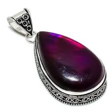 Purple Labradorite Gemstone Handmade 925 Sterling Silver Gift Pendant 2.48