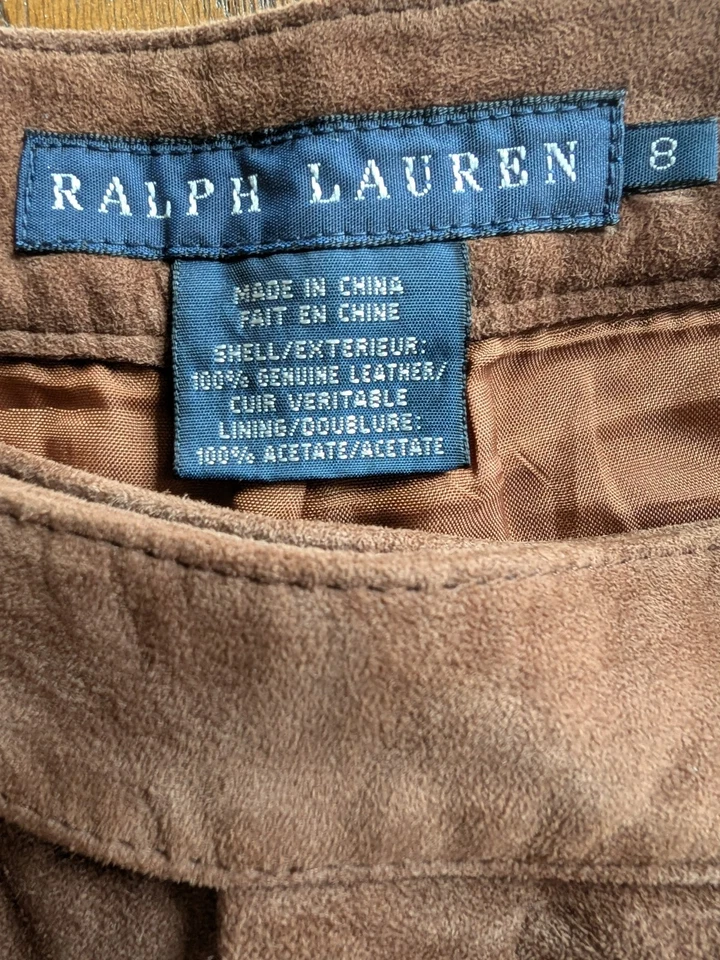 Ralph Lauren Women’s Suede Leather Pants 8 Brown Bootcut Flare Y2K Vintage - Image 2 of 4