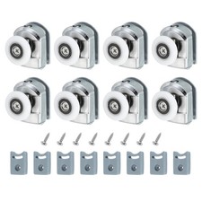 8Pcs 25mm Single Shower Door Rollers Copper Top Wheels Pulleys Guide Silver