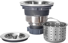 3-1/2 Inch Sink Drain Assembly Kit, Removable Deep Sink Strainer Basket with Sin
