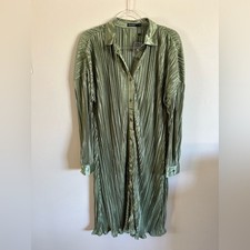 Mikarose Elysa Pleated Satin Midi Dress – Milky Tea – Size M (NWT)