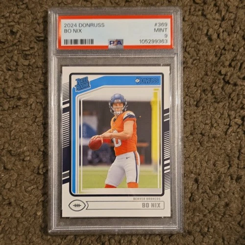 Panini 2024 Donruss Rated Rookie Bo Nix #369 Denver Broncos PSA 9 Football