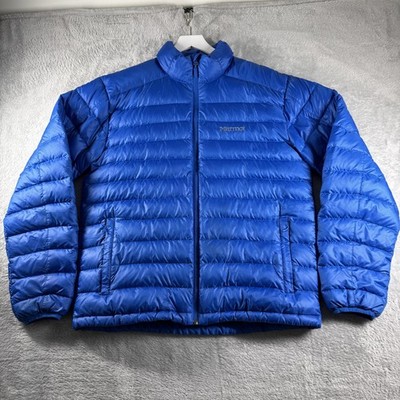 Marmot Jacket Mens Large Blue 700 Fill Down Puffer Coat Outdoor Ski Hiking