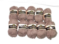 Coats & Clark Royal Mouline Smokey Brown Lot 10 Skeins Yarn Bulky Wool Blend