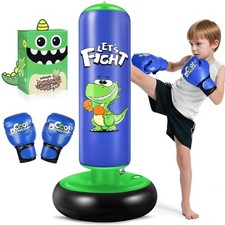 Kinder Boxsack Dinosaurier Standfu&szlig; Boxhandschuhe Karate Taekwondo 120 cm