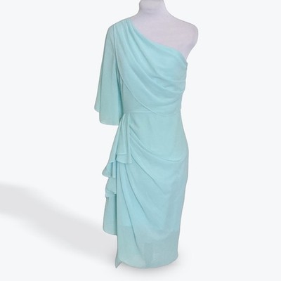 badgley mischka one shoulder ruffle dress Badgley Mischka Women's One-Shoulder Ruffle Chiffon Gown