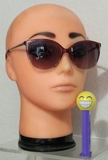 Foster Grant Oversized Plastic Sunglasses 1980s Women Maroon Ombre Gold Accents