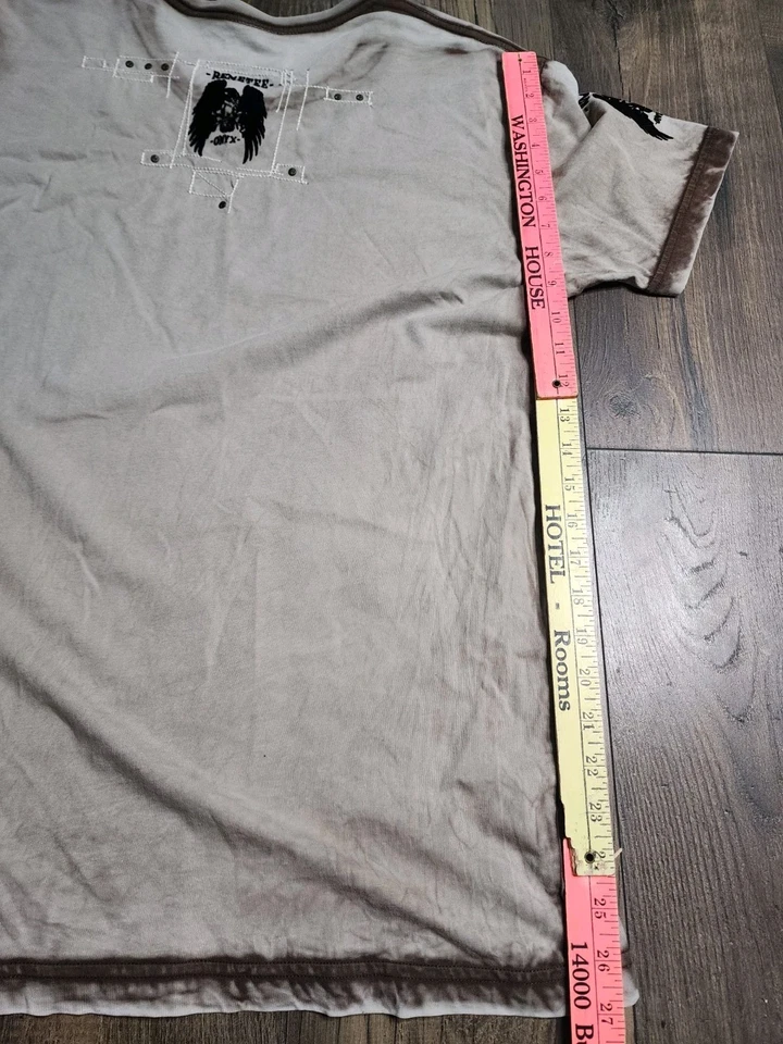 Camiseta Para Hombres L Remetees Calavera Cuervo Cruz Estampado Envejecido  Foto 2 de 4