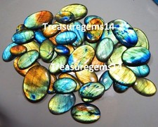 250CARAT TOP NATURAL WHOLESALE LOT MULTI FIRE LABRADORITE OVAL CABOCHON GEMSTONE