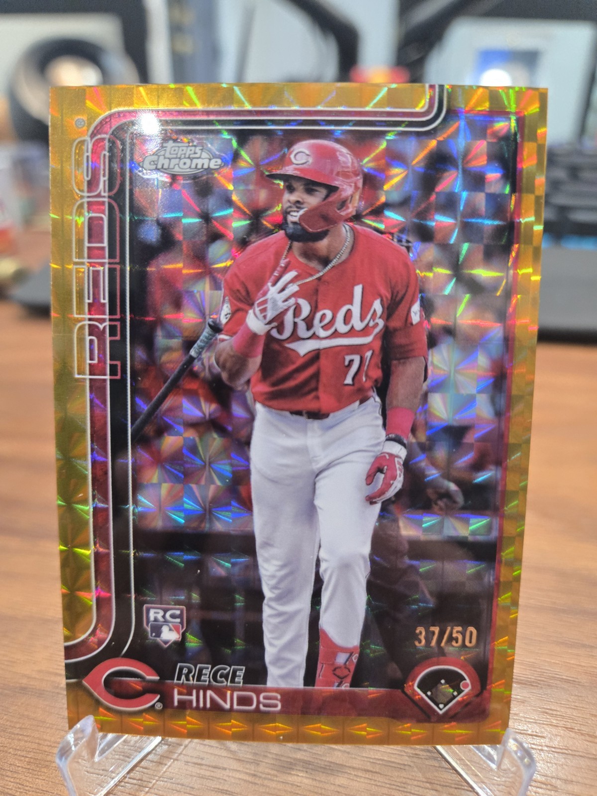 2025 Topps Chrome - Rece Hinds #253 Gold Geometric Refractor /50 (RC)