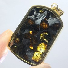 Rare collier météorite pallasite pendentif météorite Brenham 57,4 ct DG3815