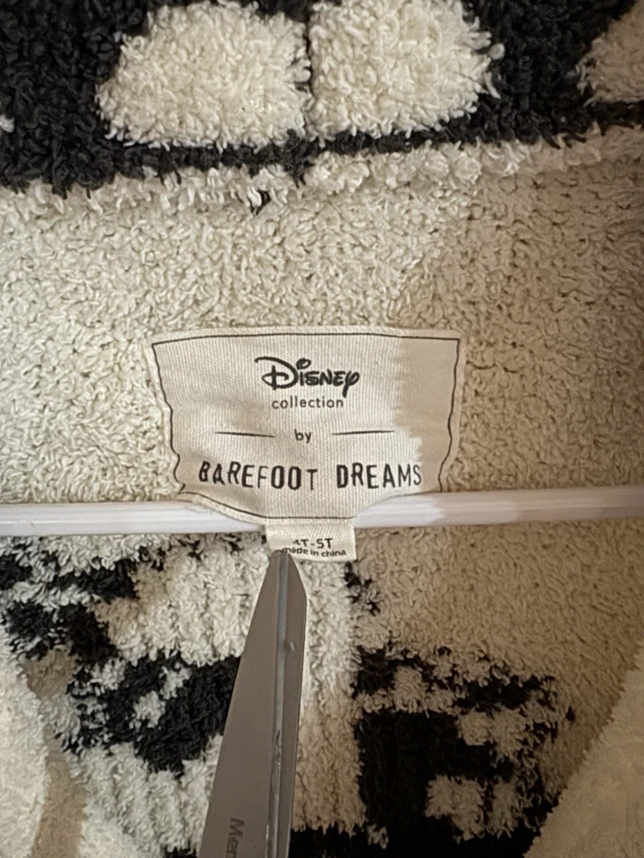 Bata con cremallera Barefoot Dreams x Disney CozyChic para niños mini ratón 4t-5t blanca y negra Foto 4 de 4