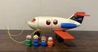 Vintage 1970 Fisher Price Play Family Fun Jet Airplane #183 w/ 4 Little People