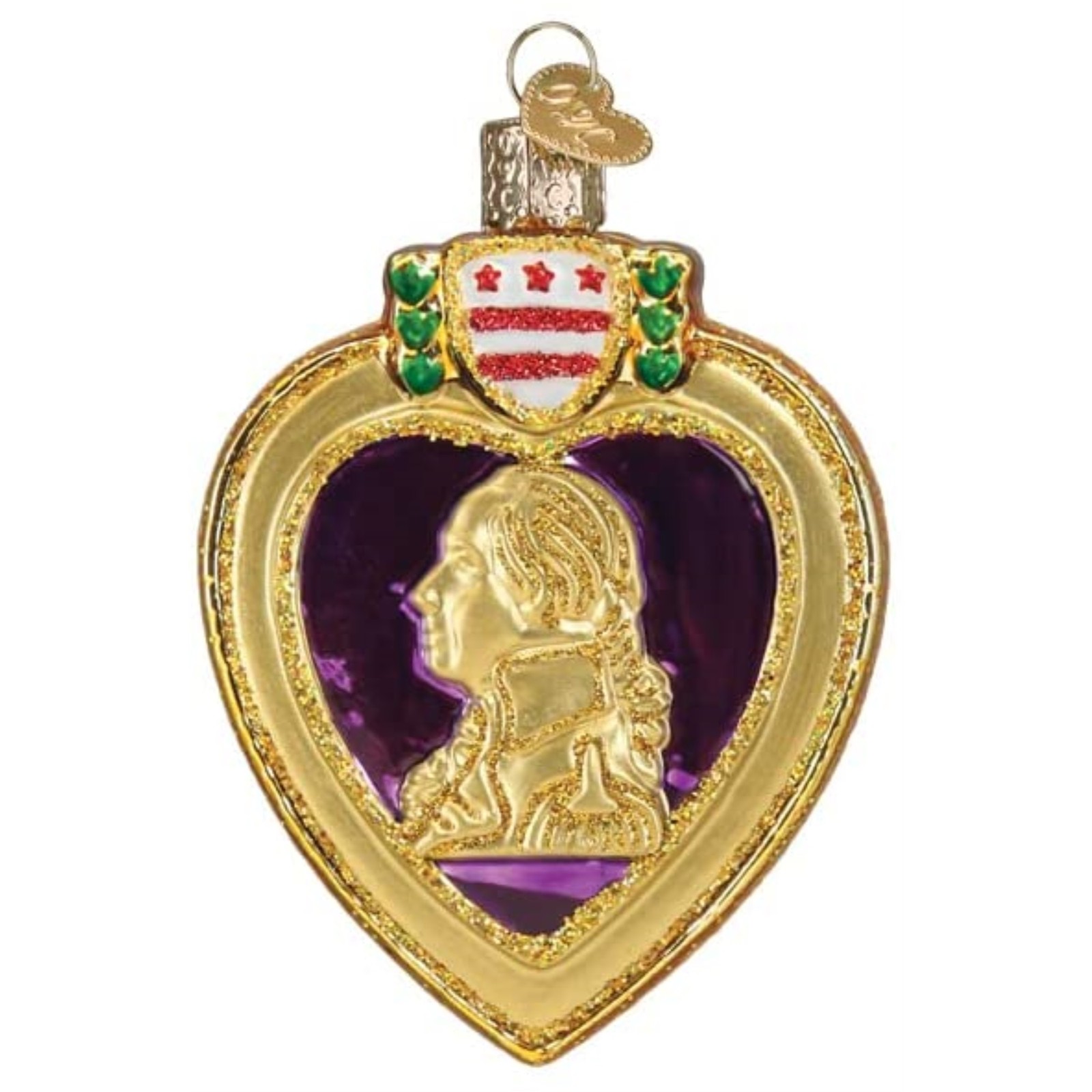 Old World Christmas Blown Glass Ornament for Christmas Tree, Purple Heart