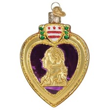 Old World Christmas Blown Glass Ornament for Christmas Tree, Purple Heart