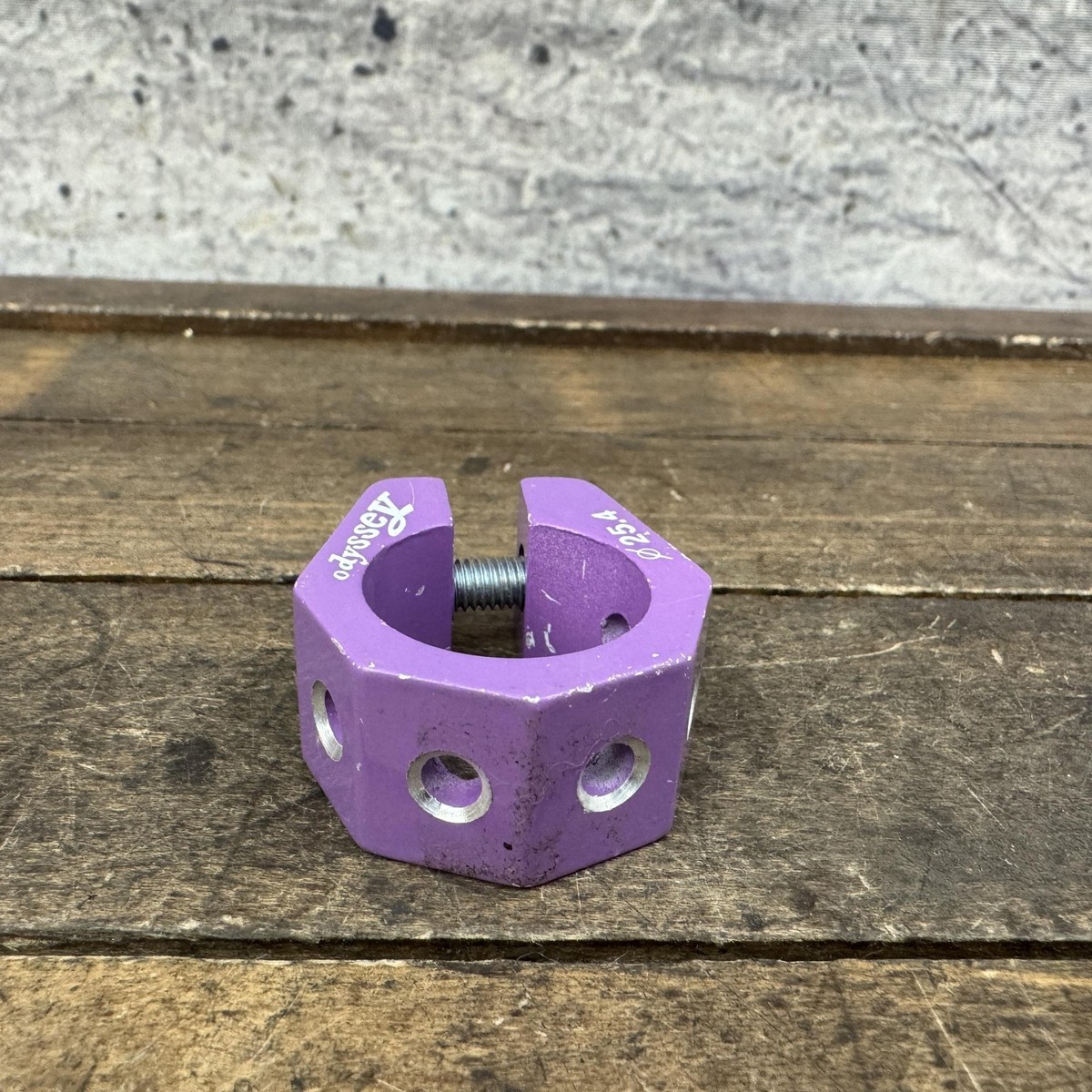 Vintage Odyssey BMX Seatpost Clamp 25.4mm Purple NOS Holey Old