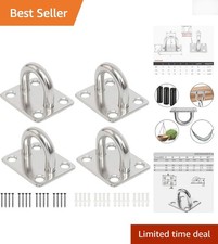 Heavy Duty Stainless Steel Pad Eye Hook - 300lb Capacity for Hammocks & Swings