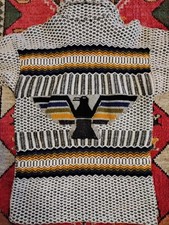 Vintage Southwestern Aztec Handwoven Thunderbird Sweater Wool Blend Tagless