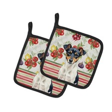 Caroline's Treasures Tricolor Rat Terrier Vegetables Pair of Potholders