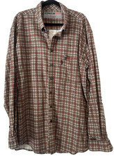 XL Cinch WRX CAT 2 Flame Resistant FR flannel brown tan red plaid LS work shirt