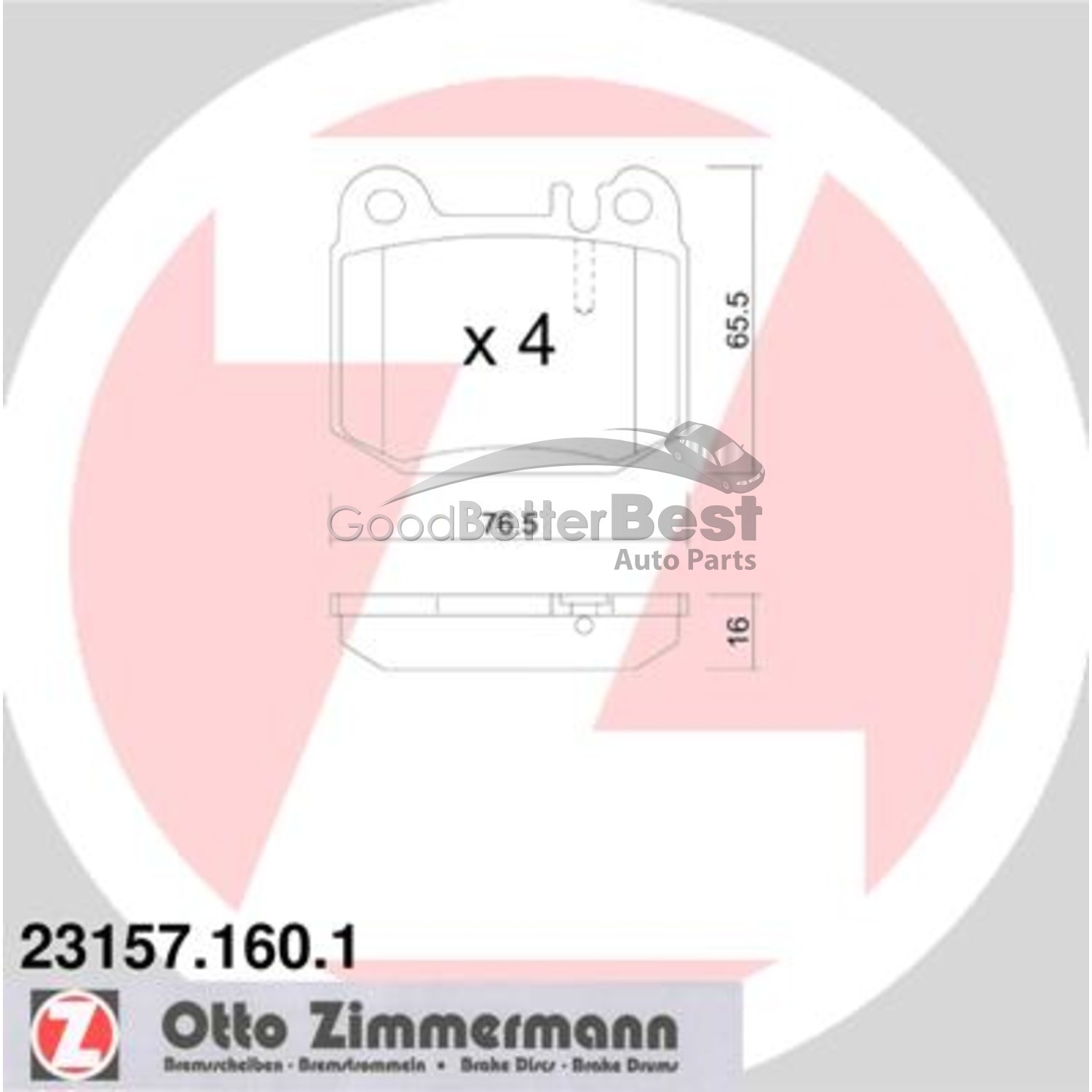 New Zimmermann Disc Brake Pad Set Rear 231571601 for Maserati for Mercedes MB