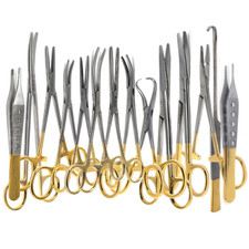 Surgical Forceps Tweezers Pliers Stainless Steel Assorted Gold Handle Set of 47