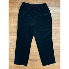 Vintage Black Velvet Pants Plus Size 1X/2X 34-37" Elastic Waist 1970s