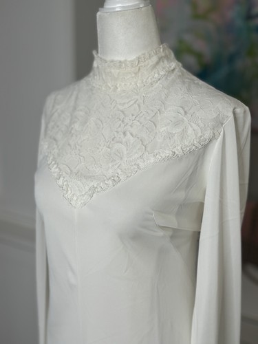 Camicia da notte intera Le Voys casetta bianca pizzo nylon zip schiena grande - Foto 2 di 13