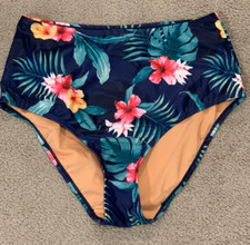 Bikini Tankini Bottom Swimsuit Women  s Size S Smooth Silky Mix Match Blue Floral
