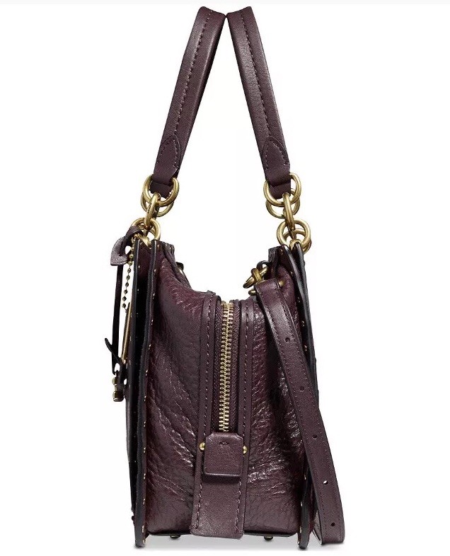 ❤️Coach Border Rivets Mixed 35617 Leather Dreamer Oxblood/Gold