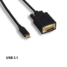 Kentek 10ft USB 3.1 TypeC to VGA HD15 Cable Cord for TV Projector Monitor Laptop