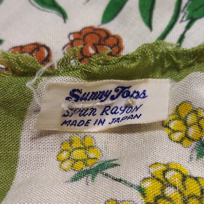 VTG Sunny Tops Floral Scarf 100% Spun Rayon Made In Japan 22 In