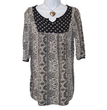 Y2K Babydoll Paisley Boho Fairy Notch Flowy R2D Apparel Vintage Half Sleeve Top