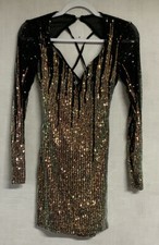 Fashion Nova Womens Size S The Rundown Sequin Mini Black Dress